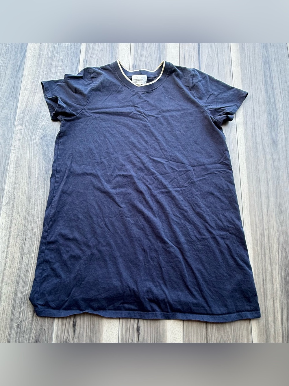 Pomander Place Dark Navy Blue Ringer Neck T Shirt Dress Knit Shift Women's XXL